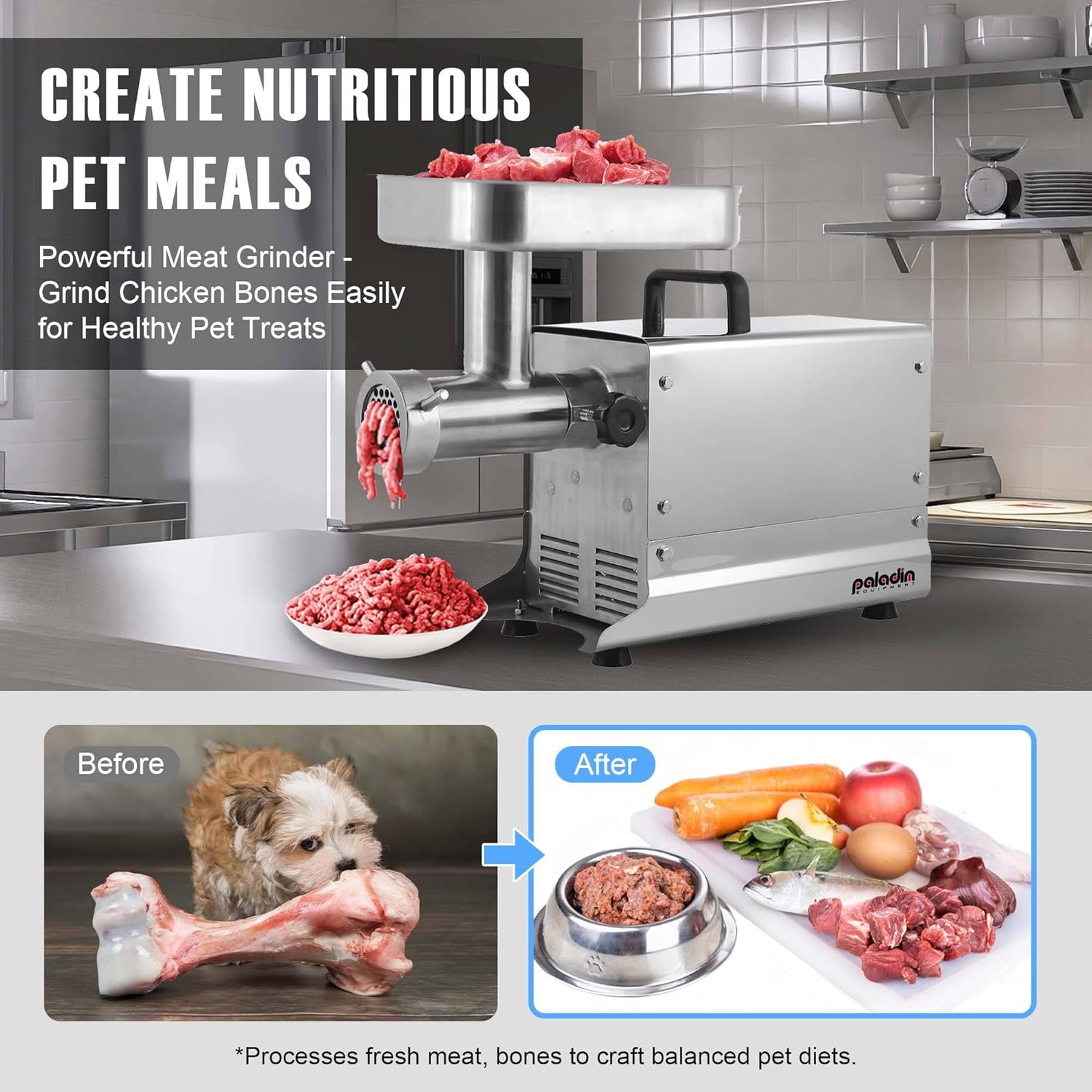 #5 Commercial Stainless Steel Electric Meat Grinder Machine, 240lbs/h, 0.4HP Heavy Duty Meat Grinder with Sausage Stuffer for deer processing, Pet Food, Heavy Use