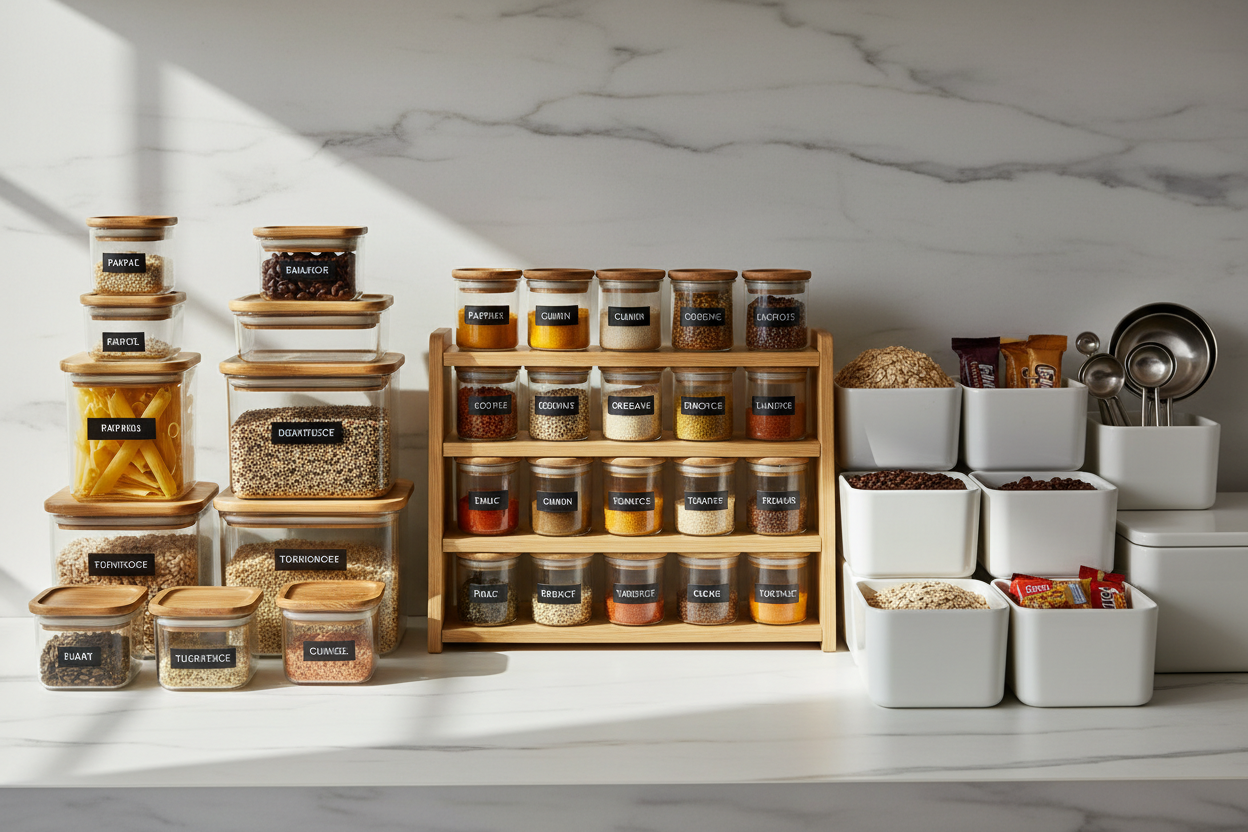 Storage & Organization

Food containers, spice racks, and pantry organizers – keep your kitchen tidy and clutter-free.

Stackable and space-saving solutions – ideal for small and large kitchens alike. (make it real photo)